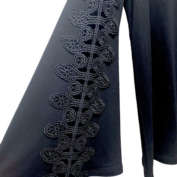 DG2 DIANE GILMAN Black Top Size XL Lace Tee Long Sleeve Womens Rayon Blend NWT - Picture 9 of 11
